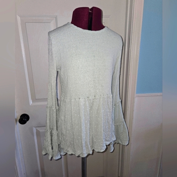 Altar'd State Tops - Altar'd State Medium Green Long Sleeve Tiered Boho Top